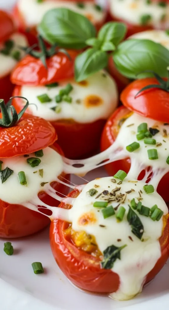 Air Fryer Mozzarella Stuffed Tomatoes