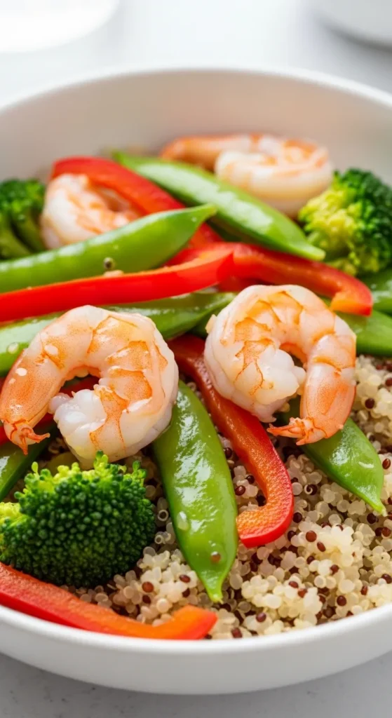 Air Fryer Shrimp and Veggie Bowl