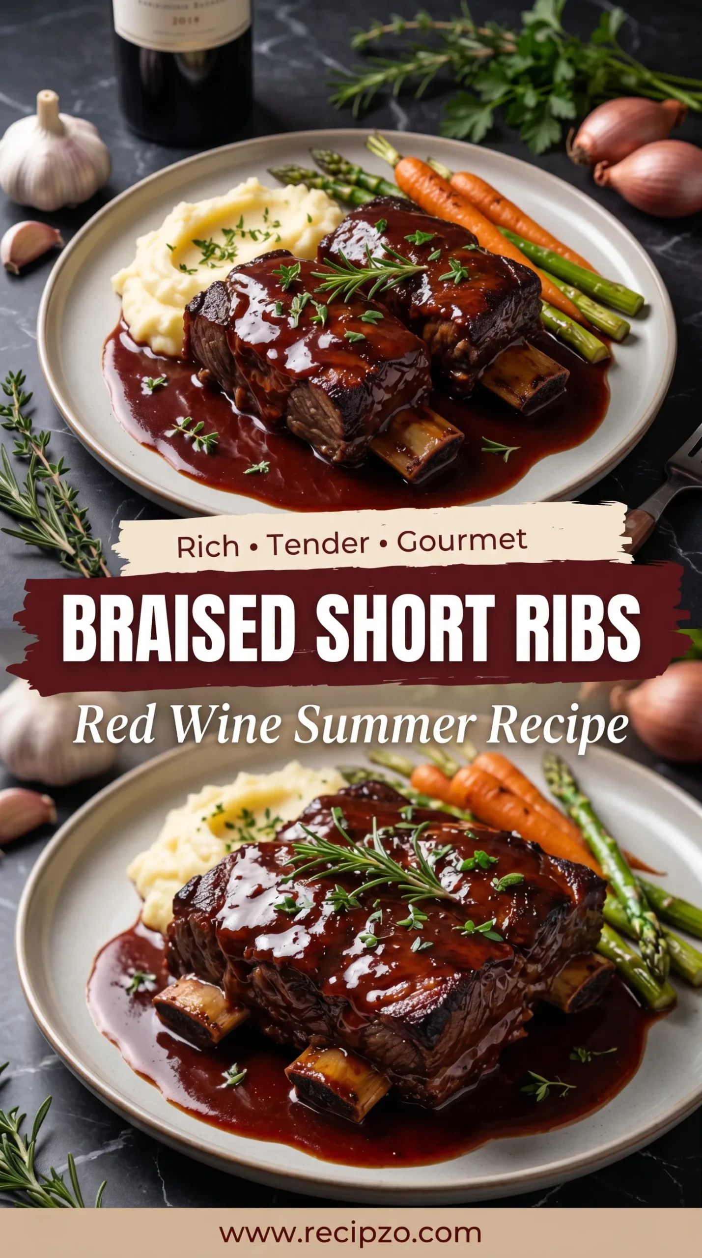 Braised Short Ribs with Red Wine Summer Recipe
