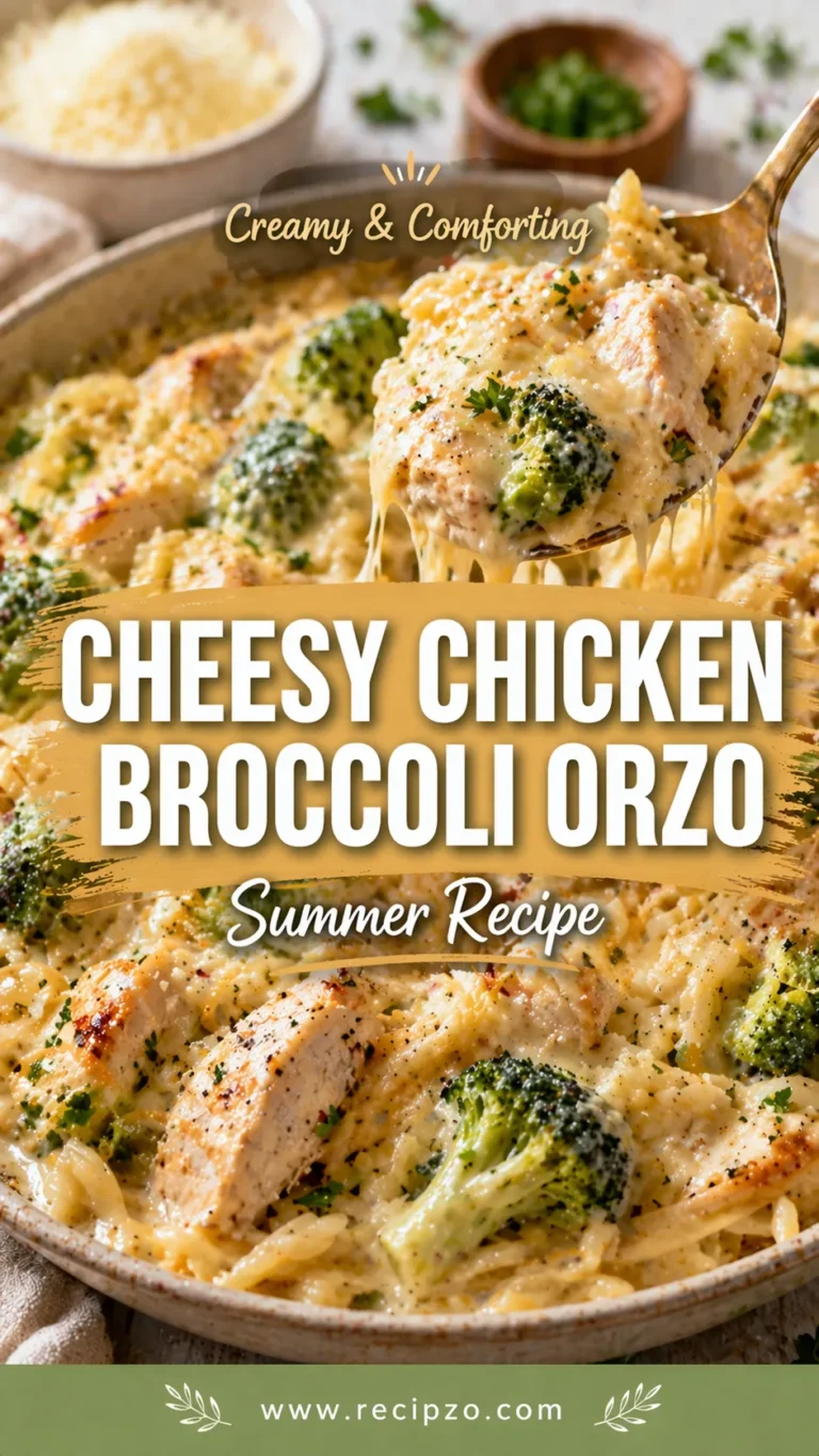 Cheesy Chicken Broccoli Orzo Summer Recipe