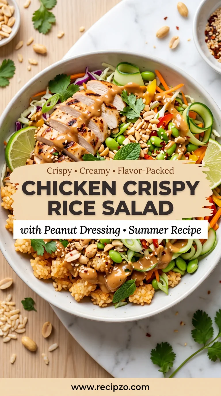 Chicken Crispy Rice Salad with Peanut Dressing (Summer Recipe)