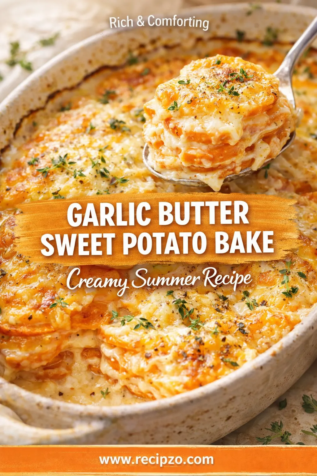 Creamy Garlic Butter Sweet Potato Bake Summer Recipe
