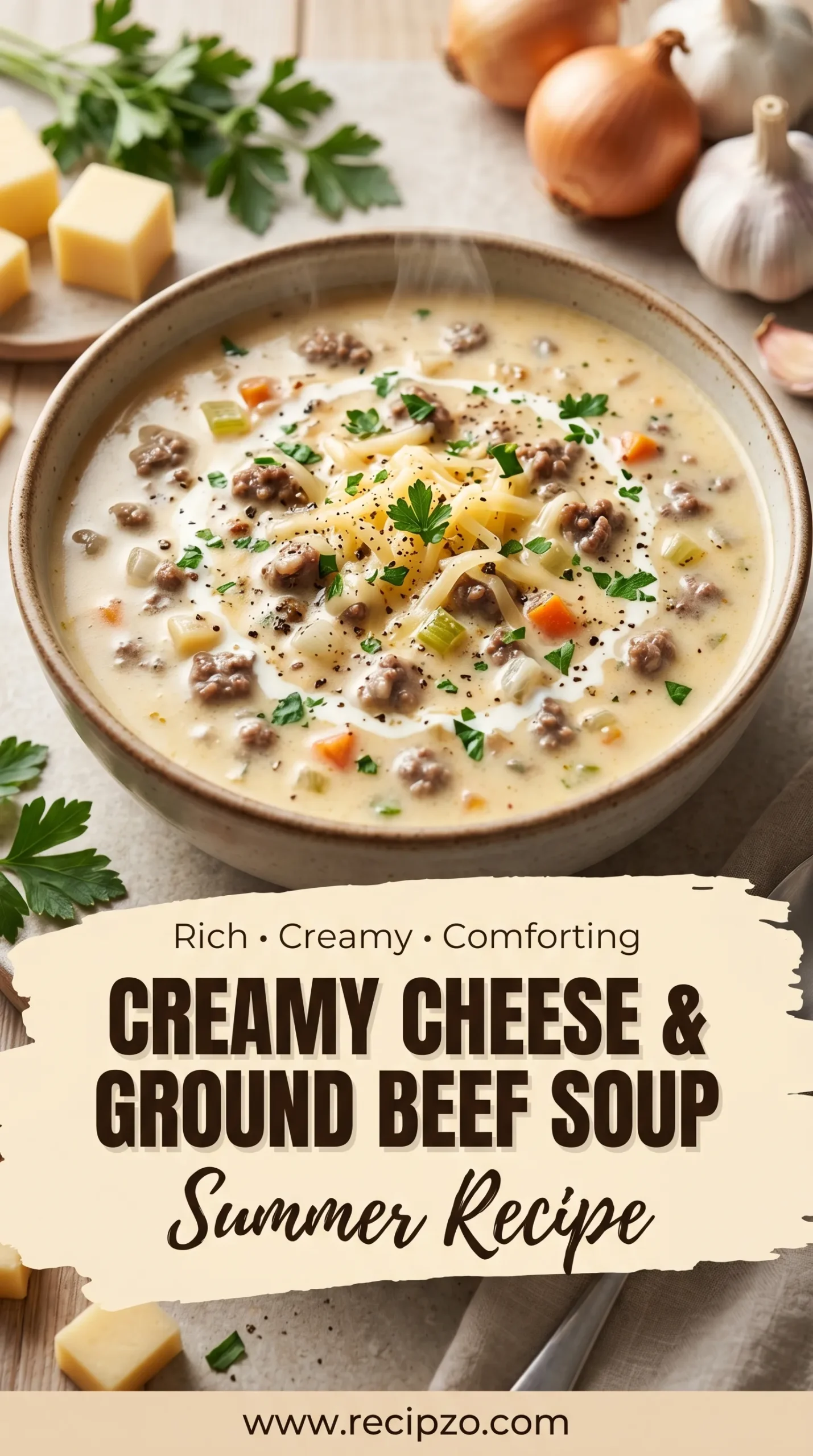 Cremige Käsesuppe mit Hackfleisch (Summer Recipe)