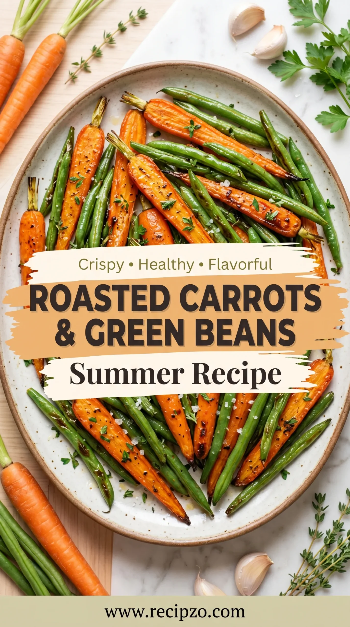 Crispy Roasted Carrots and Green Beans Summer Recipe