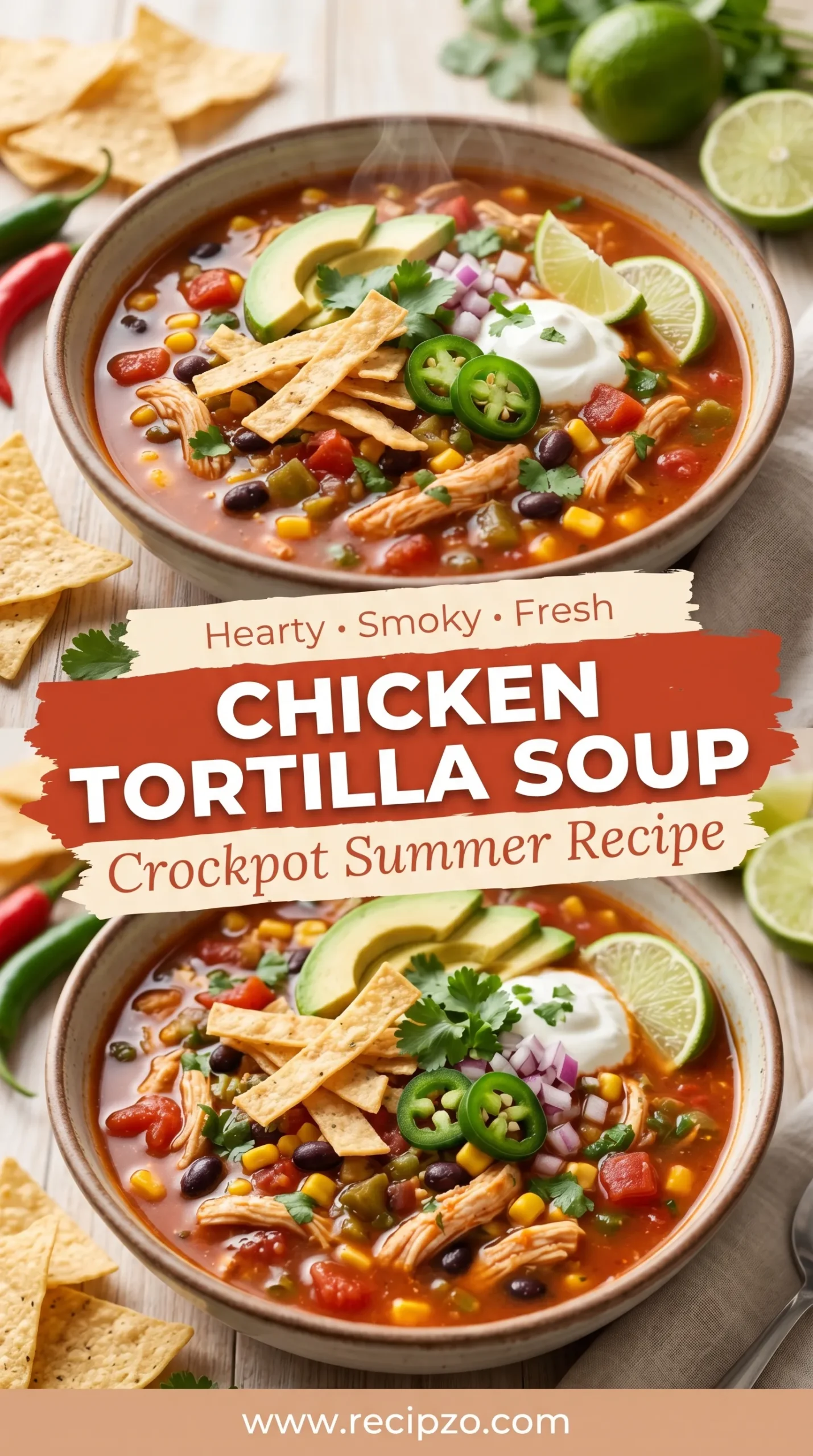 Crockpot Chicken Tortilla Soup Summer Recipe