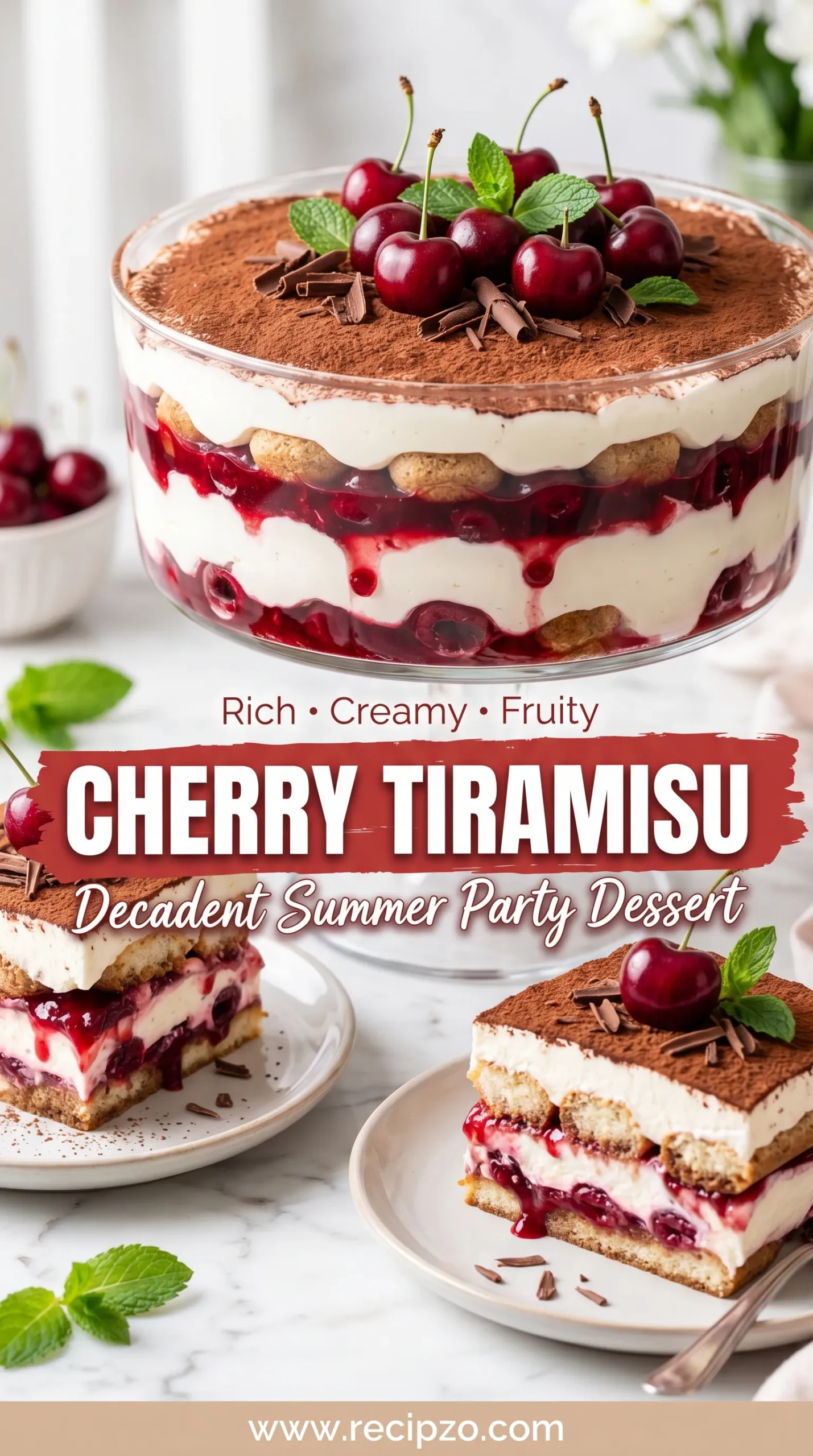 Decadent Cherry Tiramisu for Summer Parties