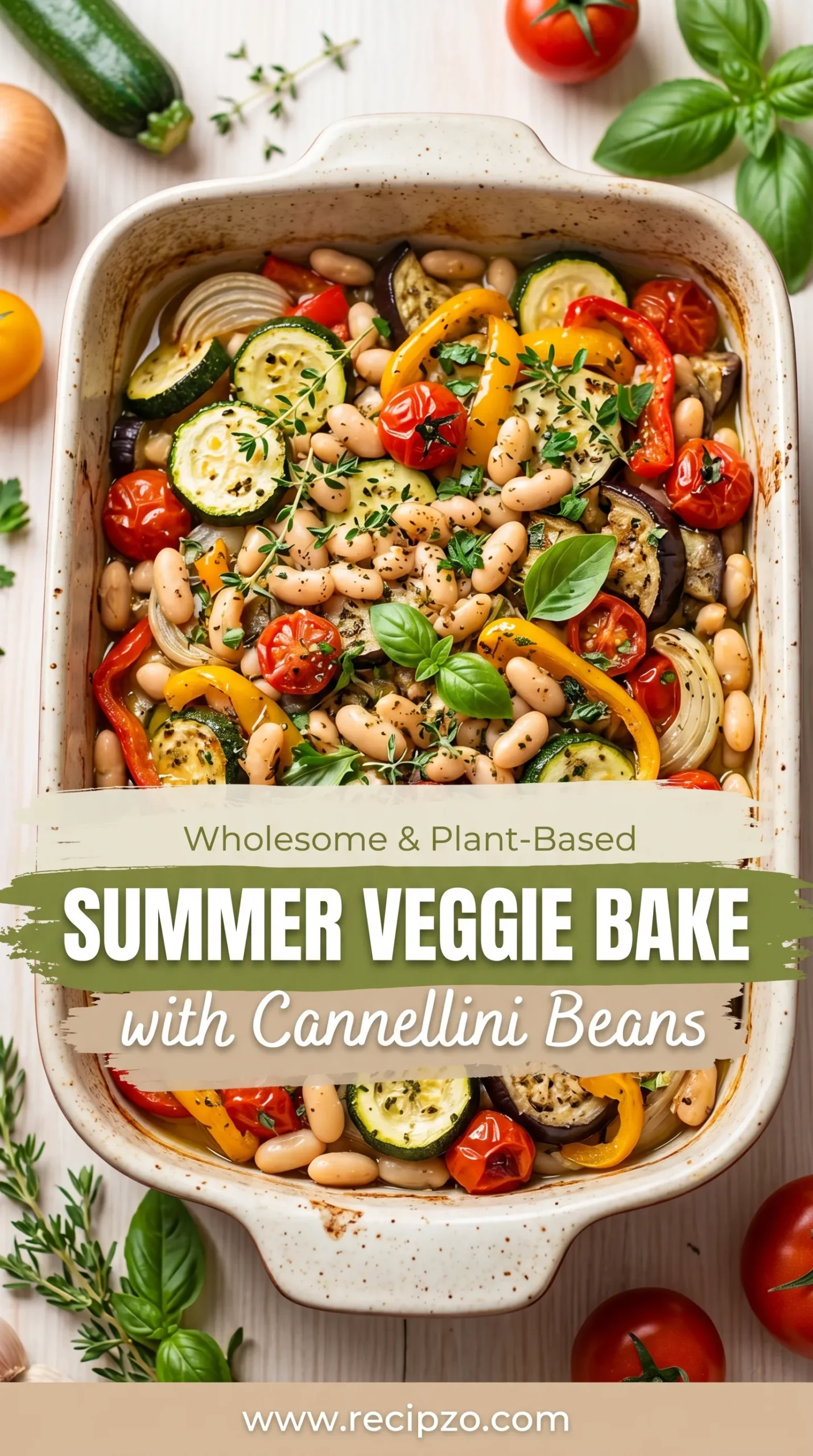 Healthy Summer Veggie Bake with Cannellini Beans