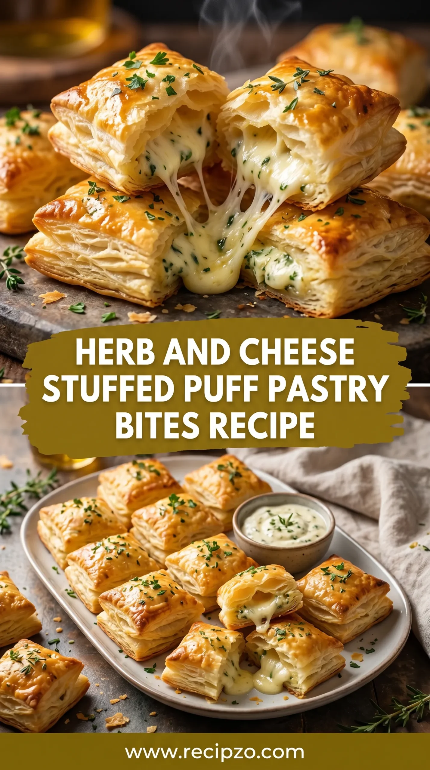 Herb and Cheese Stuffed Puff Pastry Bites Recipe