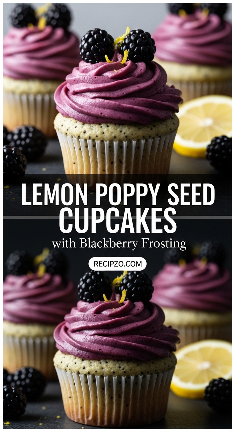 Lemon Poppy Seed Cupcakes with Blackberry Frosting recipe