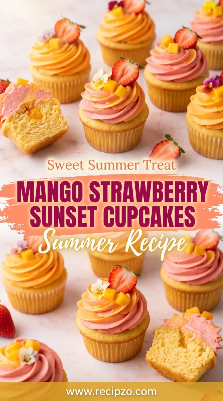 Mango Strawberry Sunset Cupcakes Summer Recipe