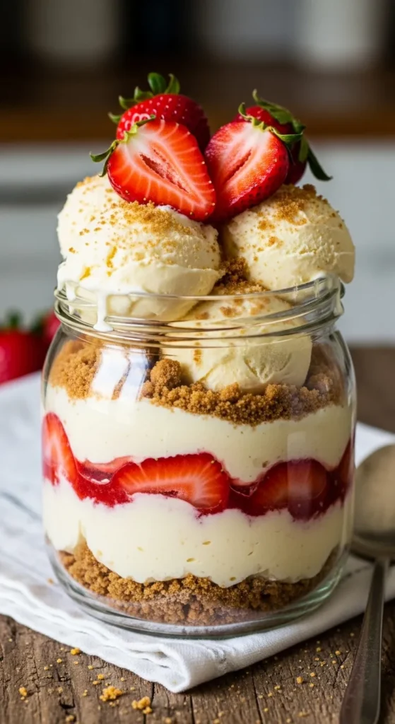 No-Bake Strawberry Cheesecake Ice Cream