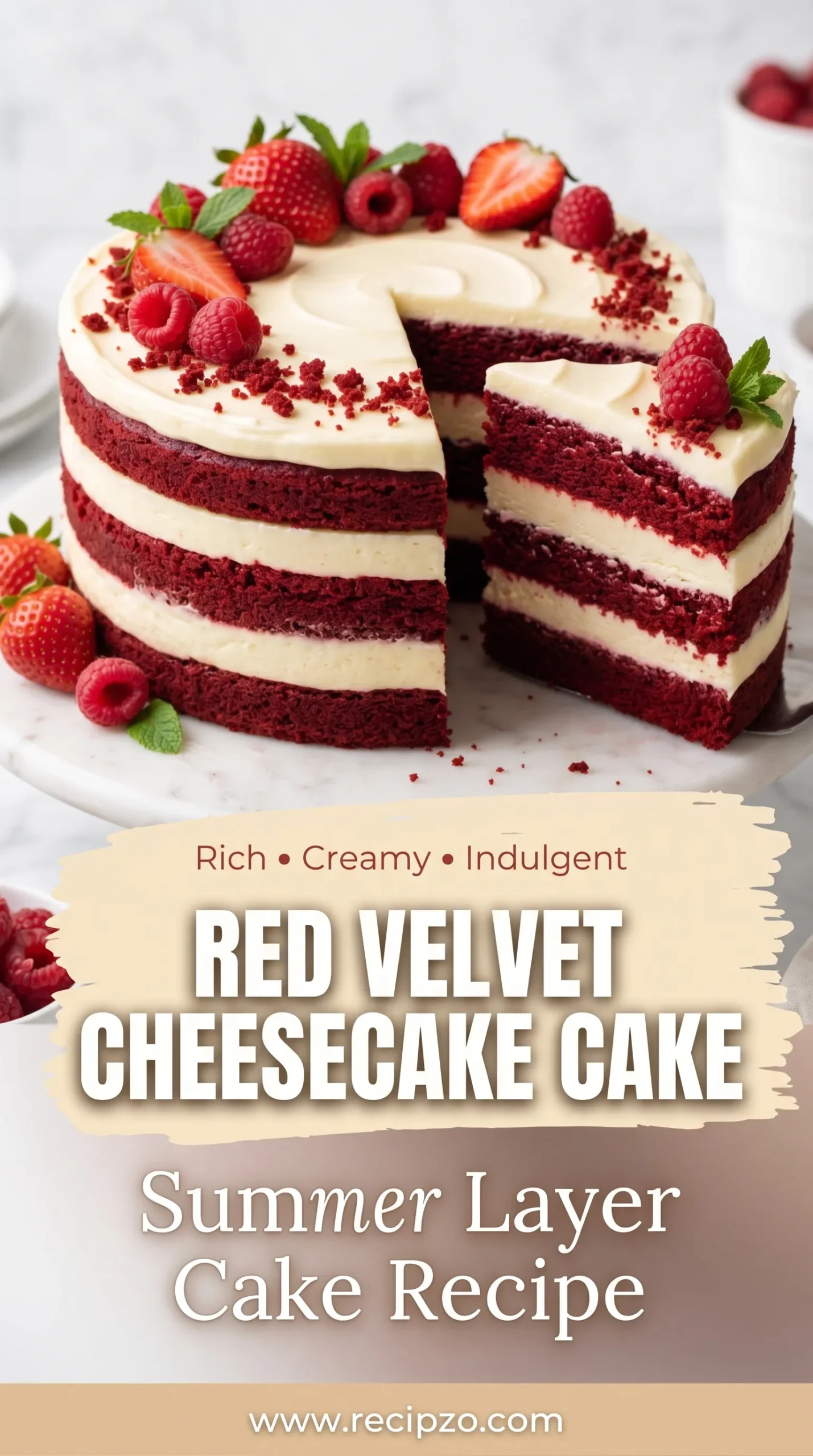 Red Velvet Cheesecake Layer Cake Summer Recipe