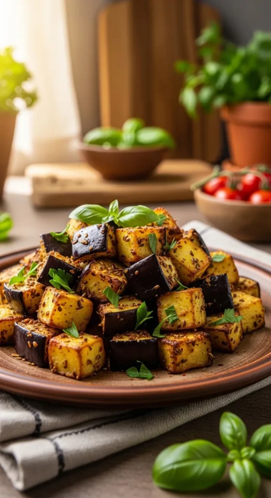 Roasted Eggplant Cubes