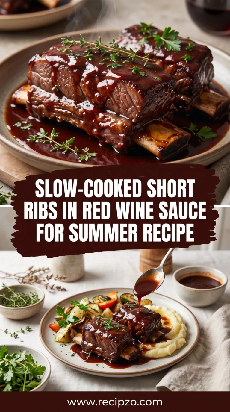 Slow-Cooked Short Ribs in Red Wine Sauce For Summer Recipe