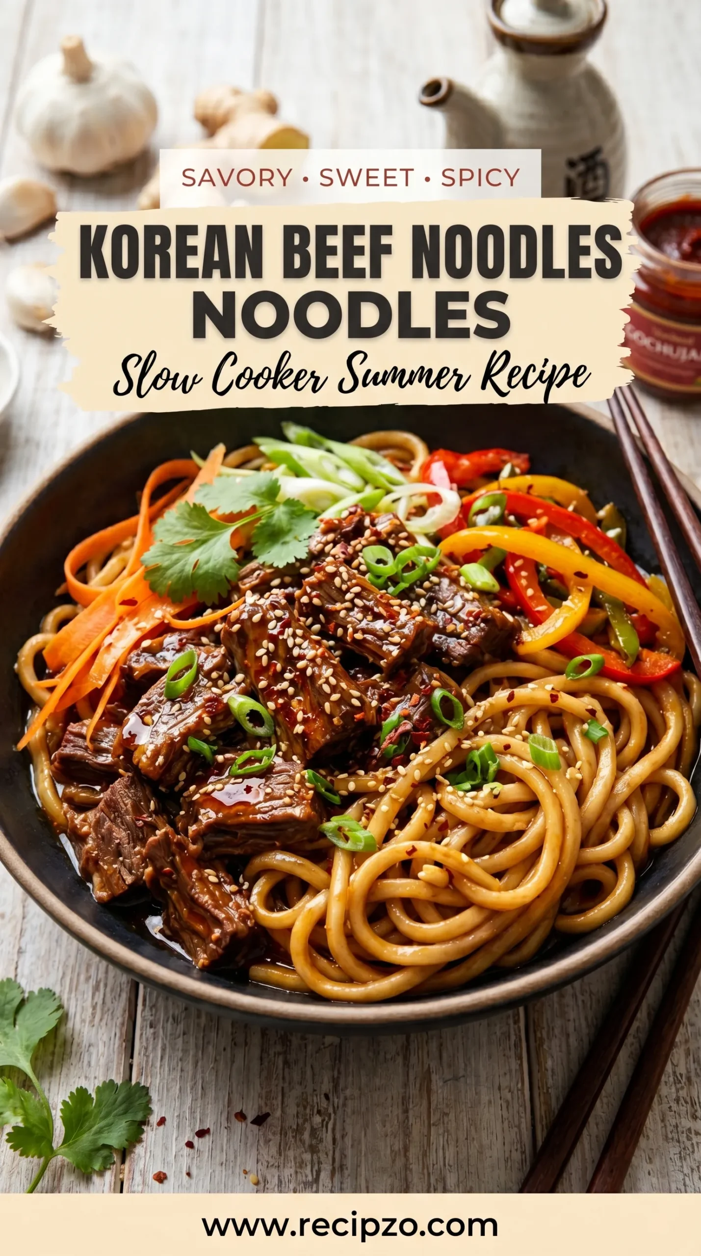 Slow Cooker Korean Beef Noodles (Summer Recipe)