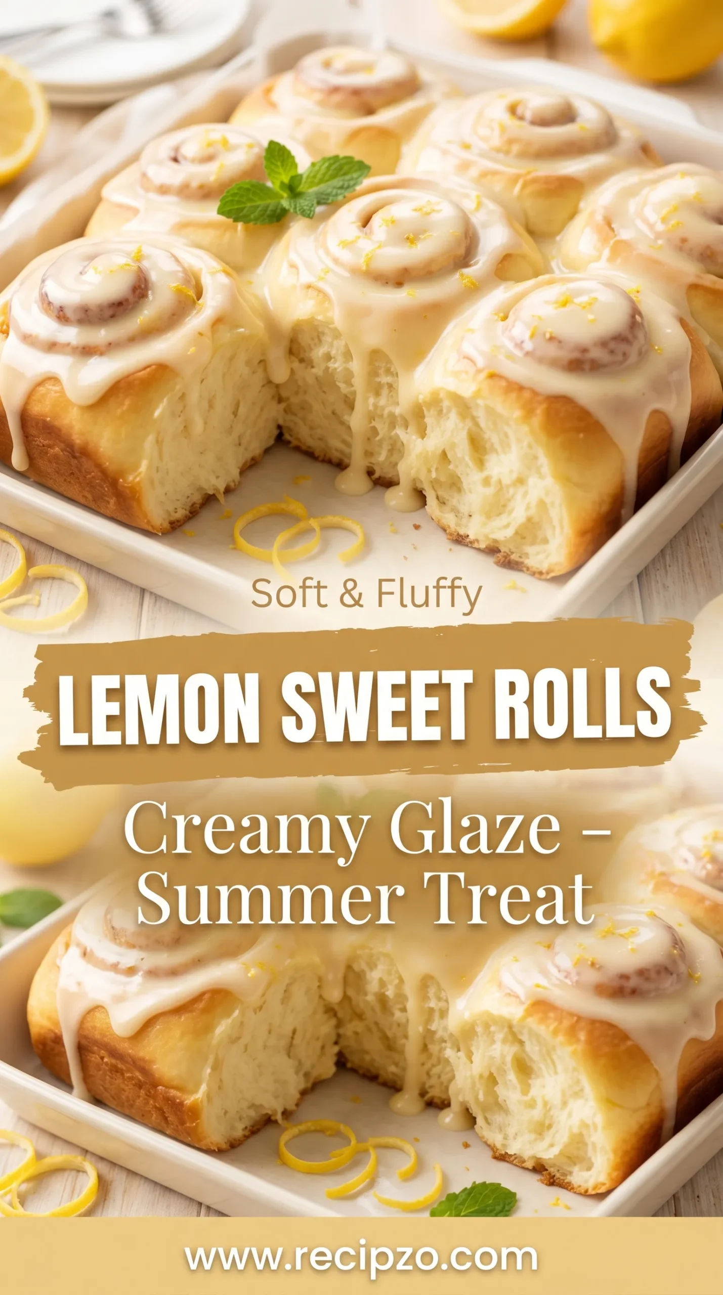 Soft Lemon Sweet Rolls with Creamy Glaze for Summer