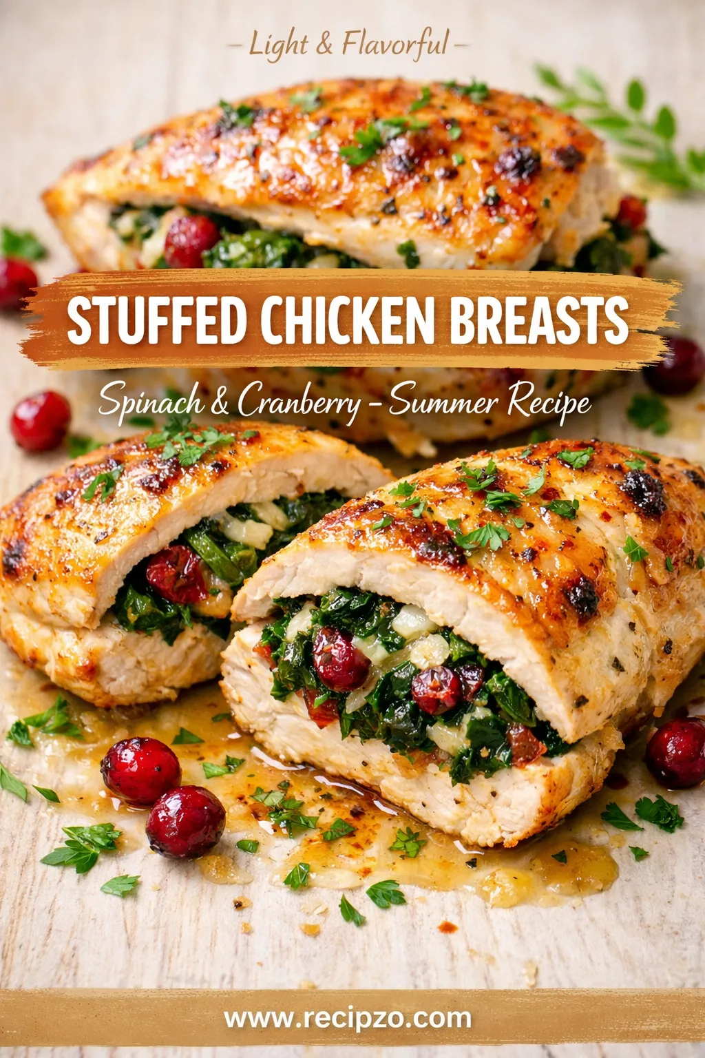 Spinach & Cranberry Stuffed Chicken Breasts Summer Recipe
