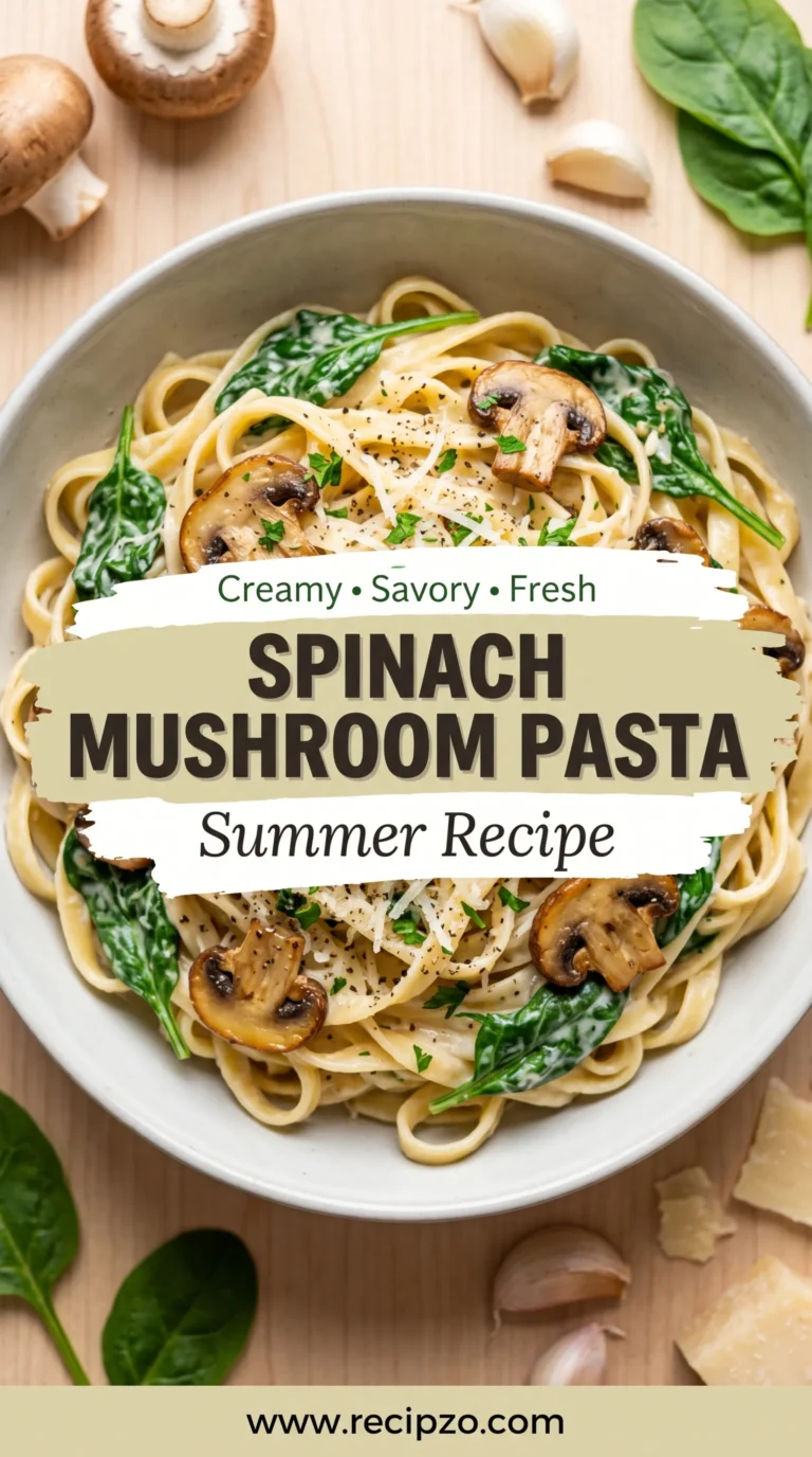 Spinach Mushroom Pasta Summer Recipe