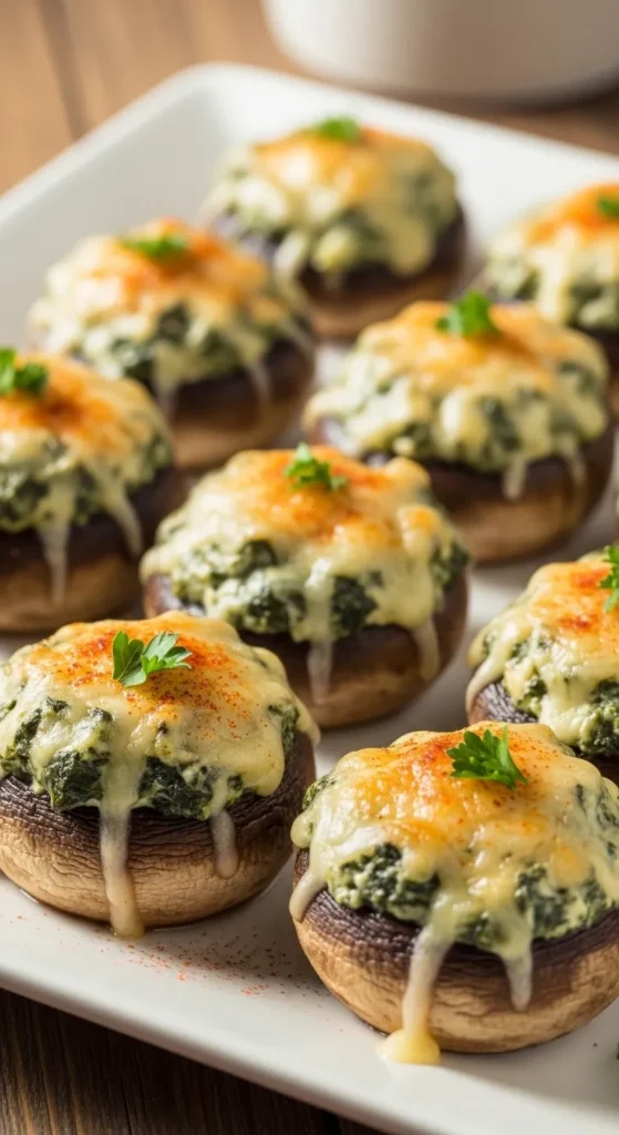 Spinach and Cheese Stuffed Mushrooms
