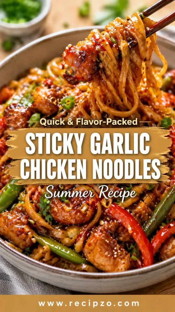 Sticky Garlic Chicken Noodles (Summer Recipe)