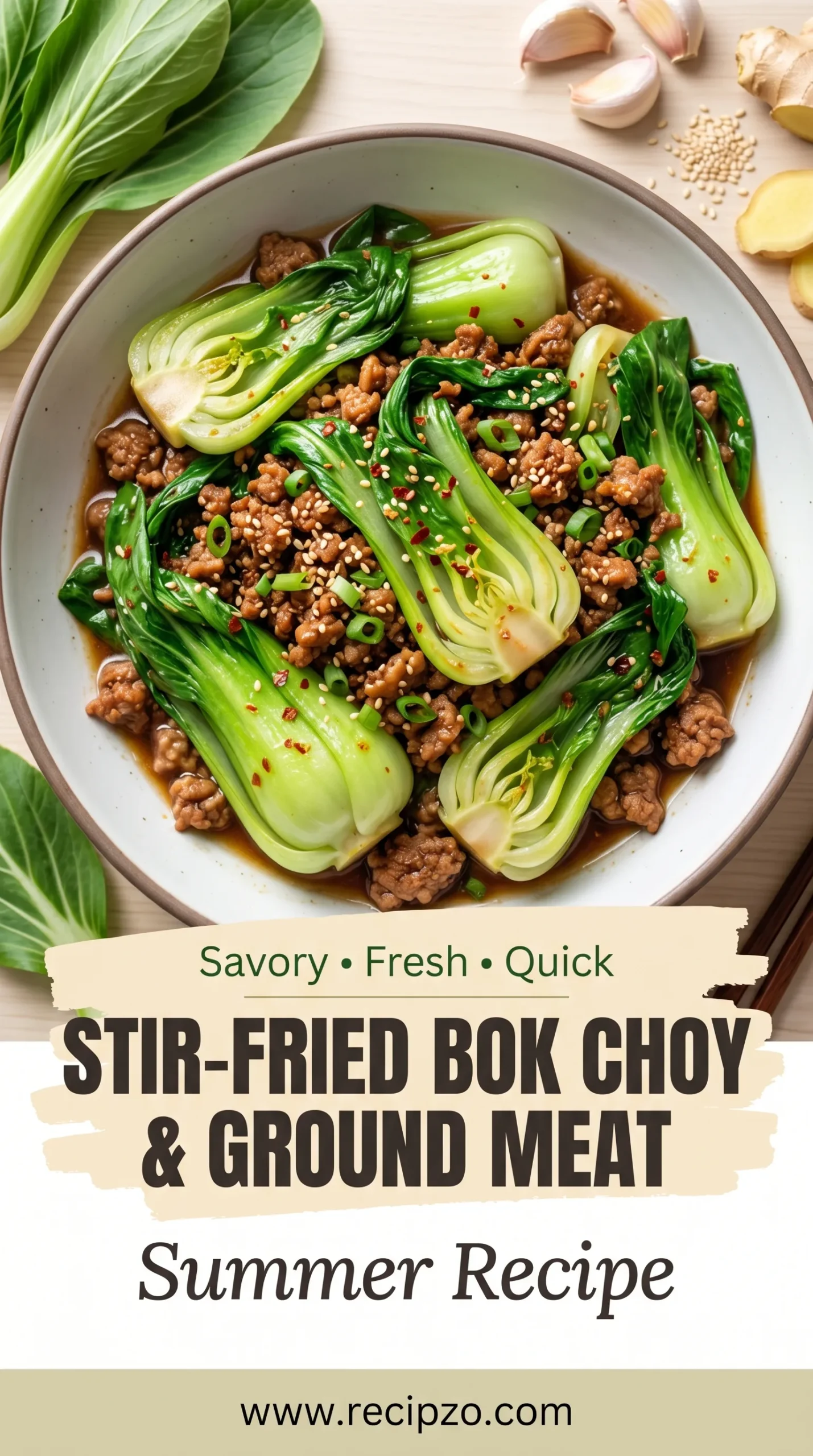 Stir-Fried Bok Choy with Ground Meat Summer Recipe