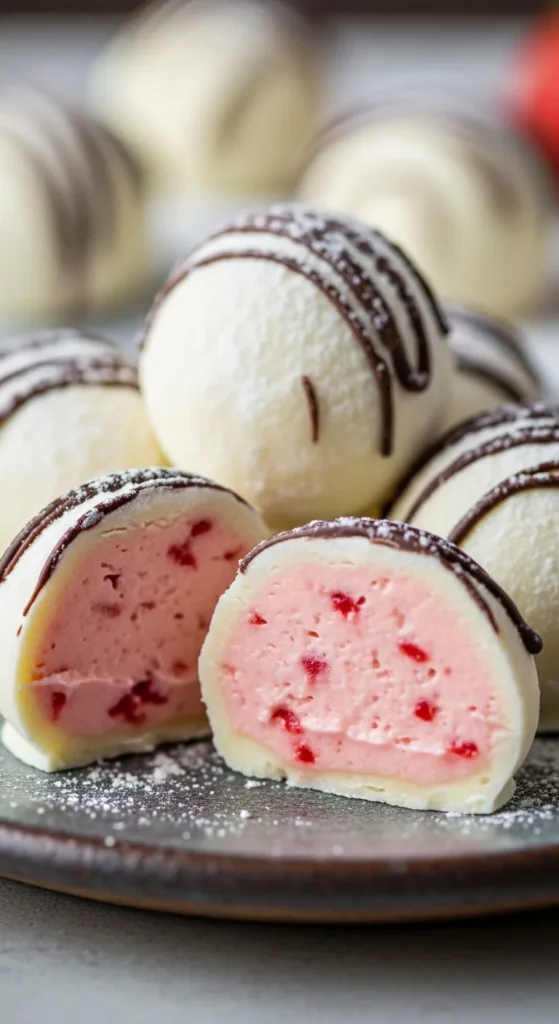 White Chocolate Strawberry Truffles