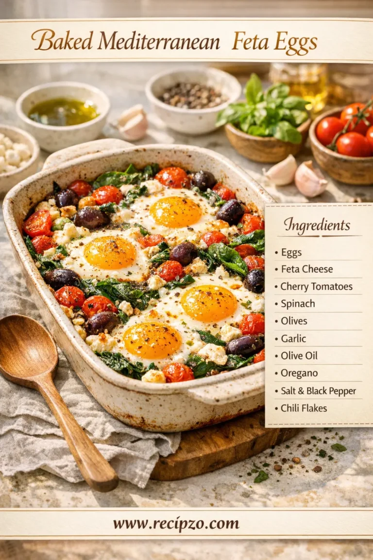 Baked Mediterranean Feta Eggs Summer Recipe