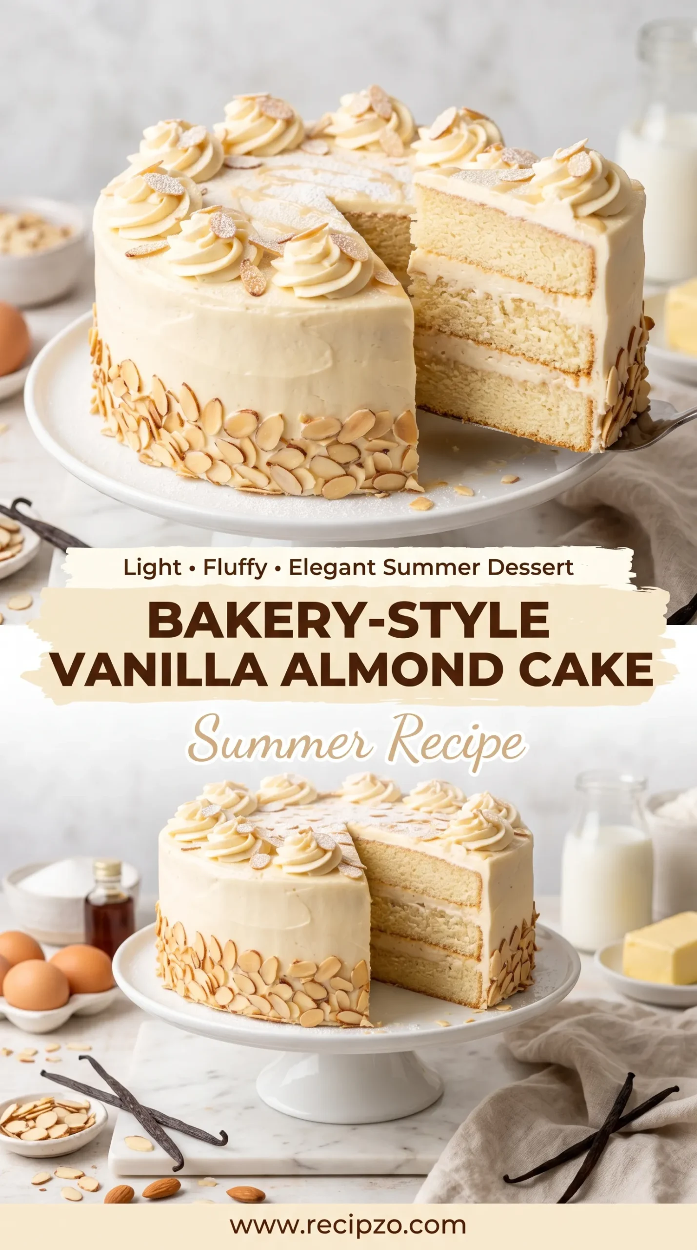 Bakery Style Vanilla Almond Cake Summer Recipe