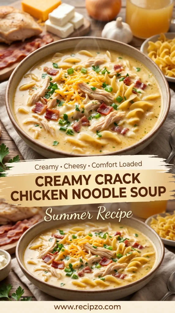 Creamy Crack Chicken Noodle Soup Summer Recipe