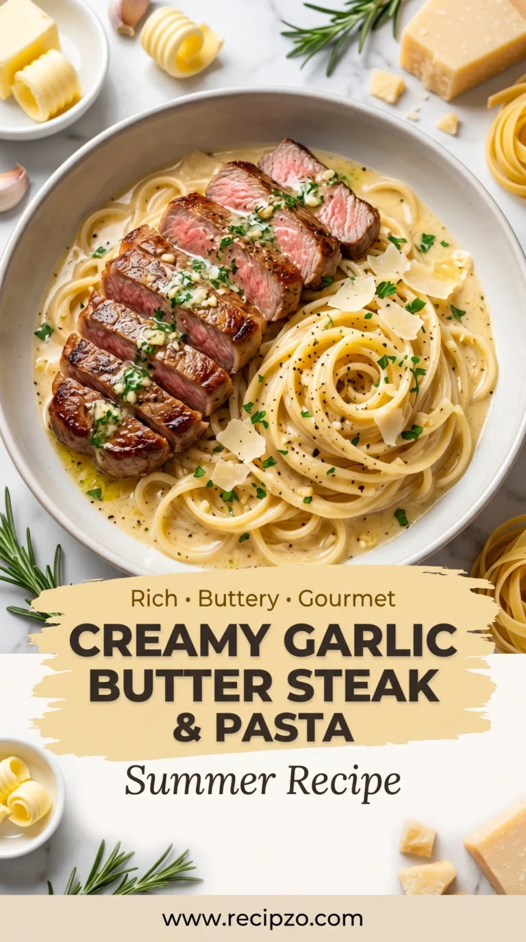 Creamy Garlic Butter Steak & Pasta Summer Recipe