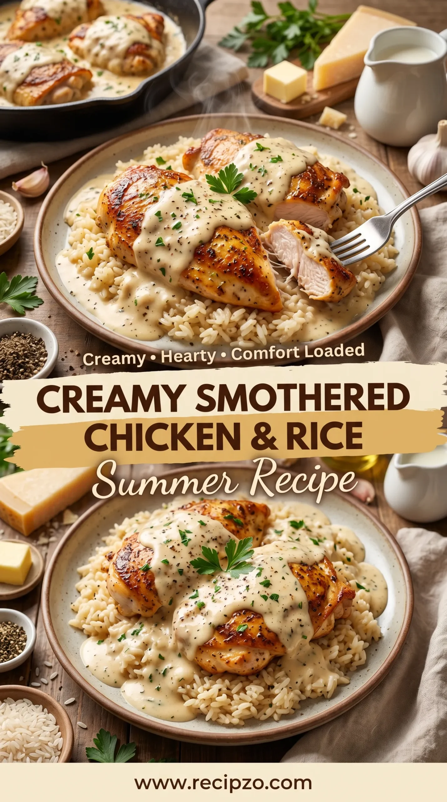 Creamy Smothered Chicken and Rice Summer Recipe