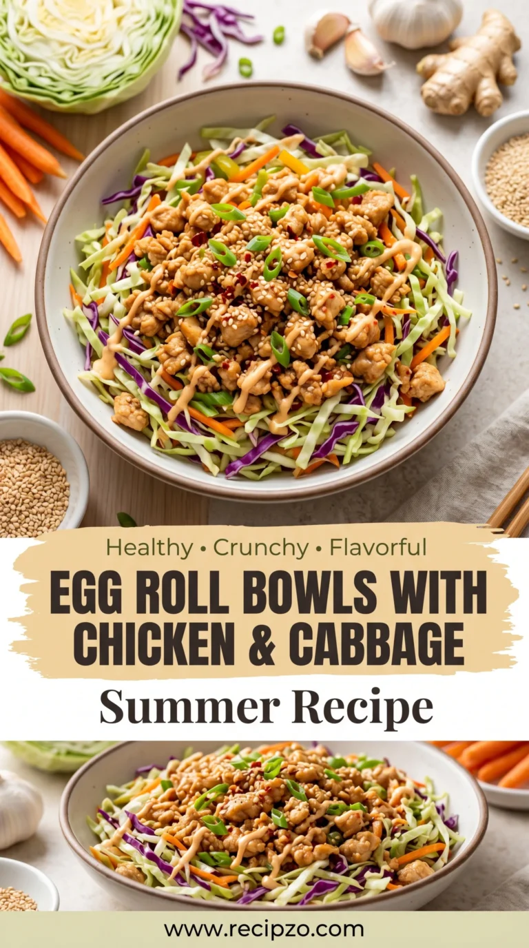 Egg Roll Bowls with Chicken and Cabbage Summer Recipe