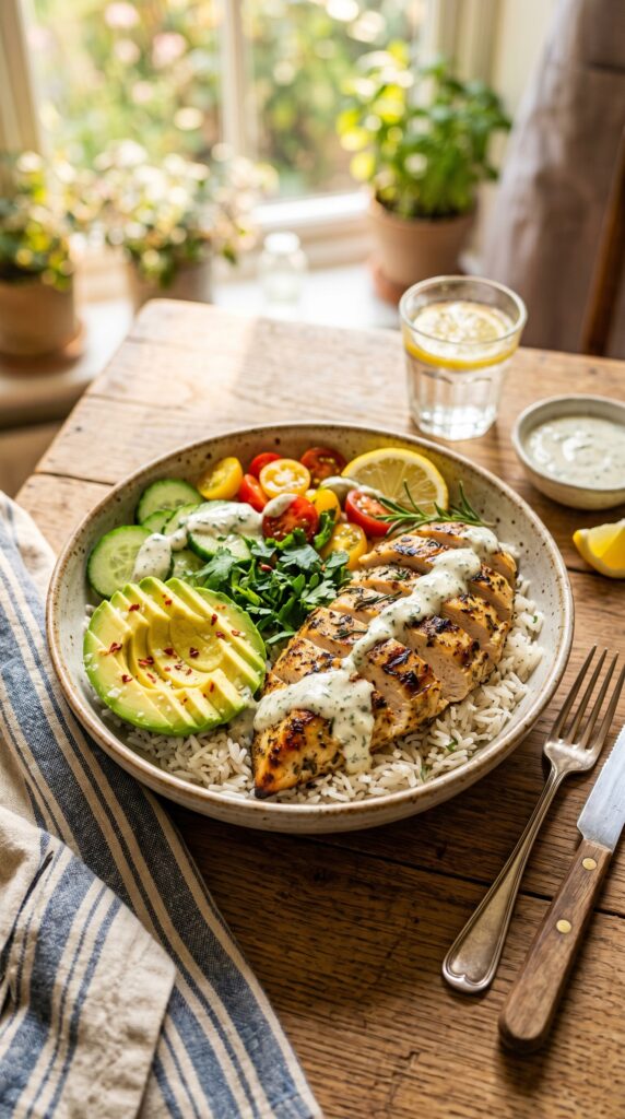 Grilled Lemon Herb Chicken Bowls