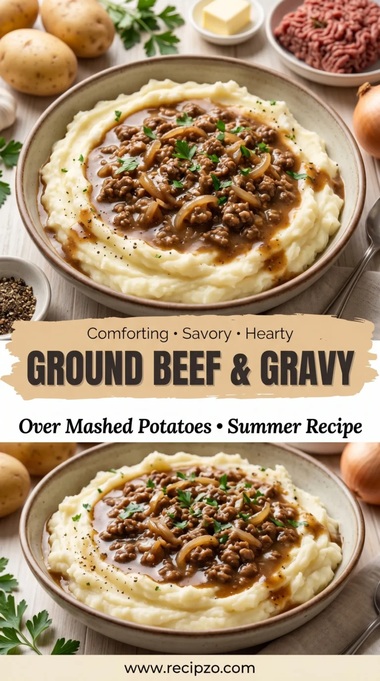 Ground Beef and Gravy Over Mashed Potatoes Summer Recipe