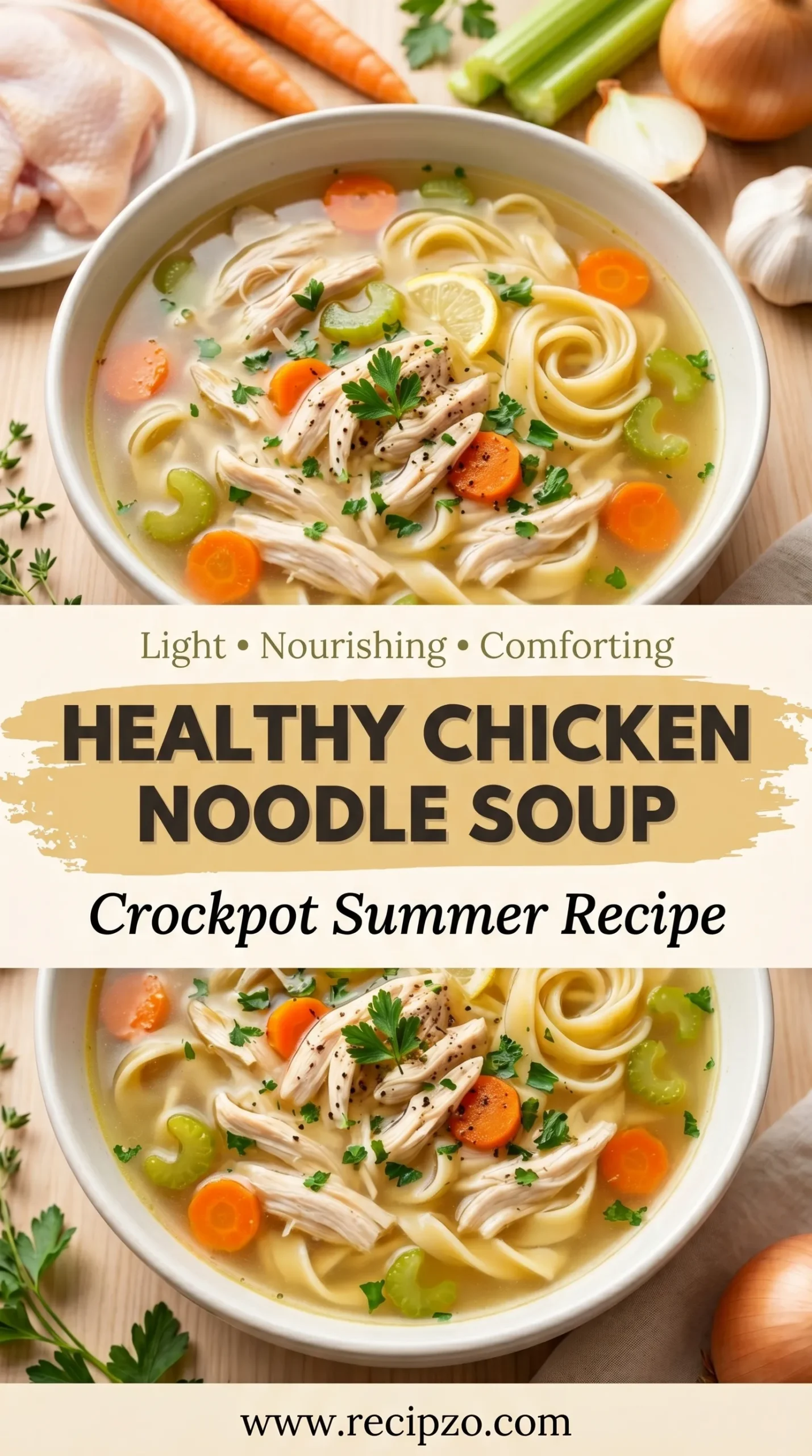 Healthy Chicken Noodle Soup Crockpot Summer Recipe