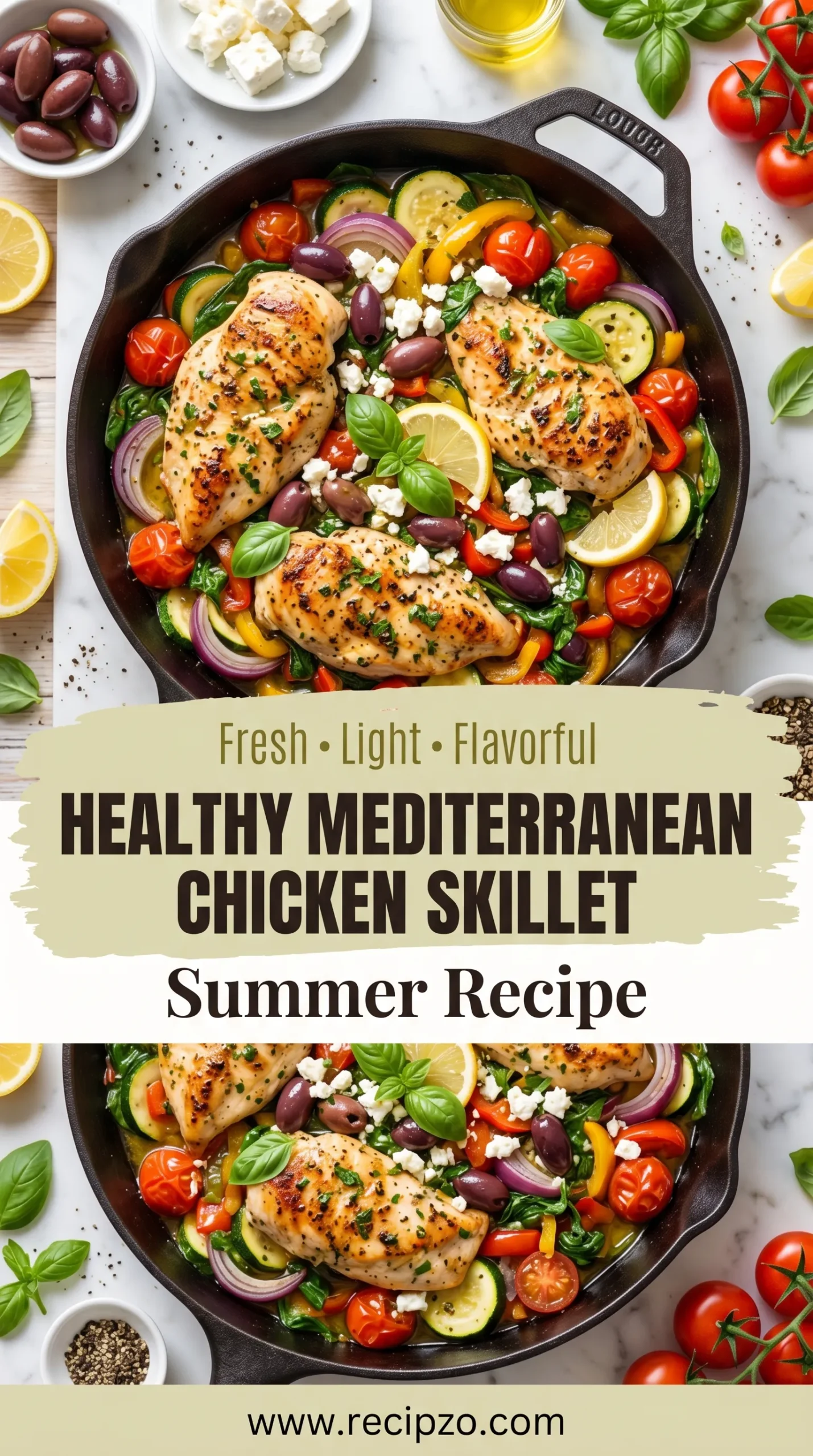 Healthy Mediterranean Chicken Skillet Summer Recipe
