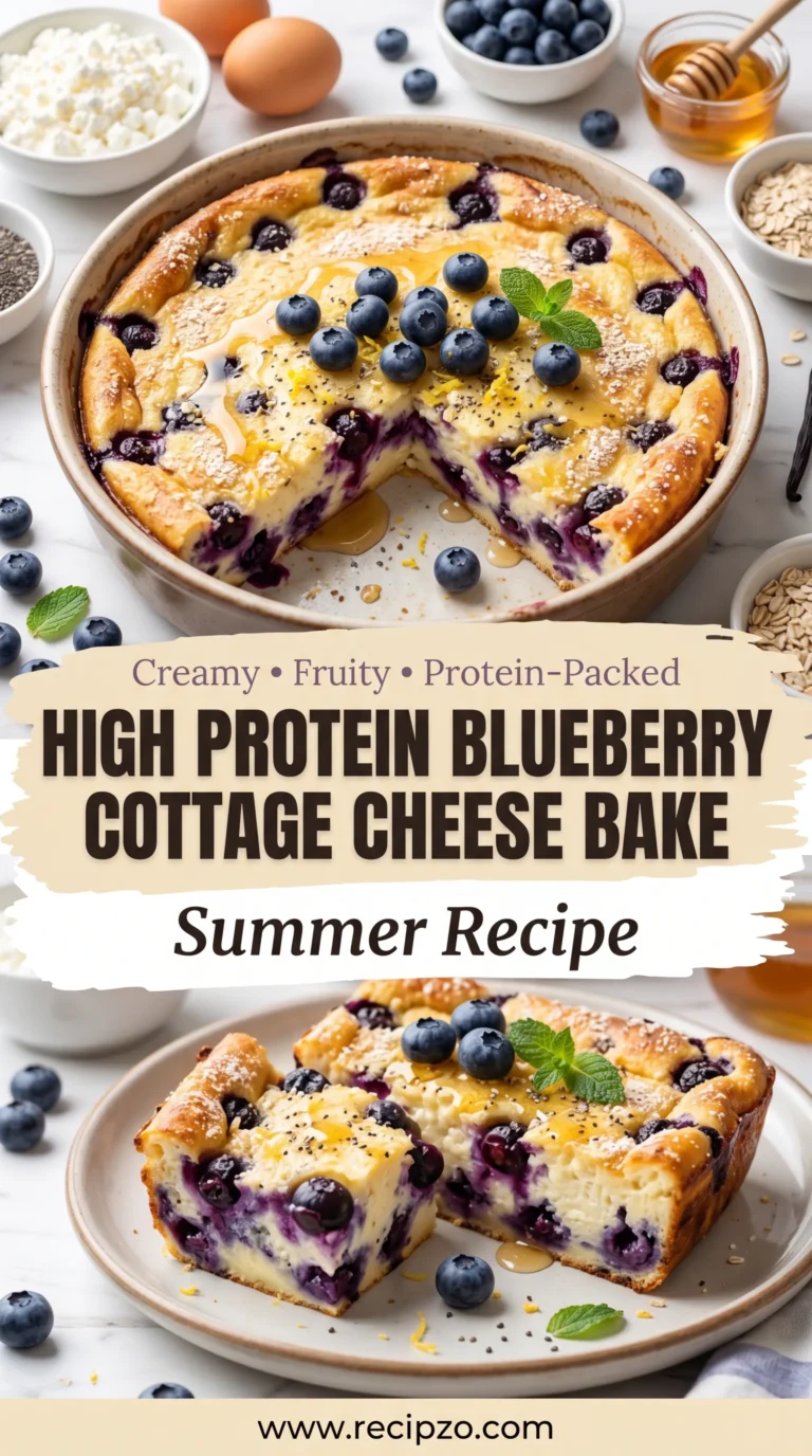 High Protein Blueberry Cottage Cheese Breakfast Bake Summer Recipe