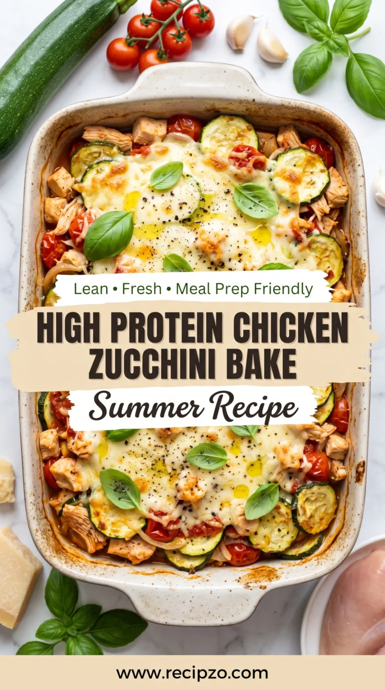 High Protein Chicken Zucchini Bake Summer Recipe