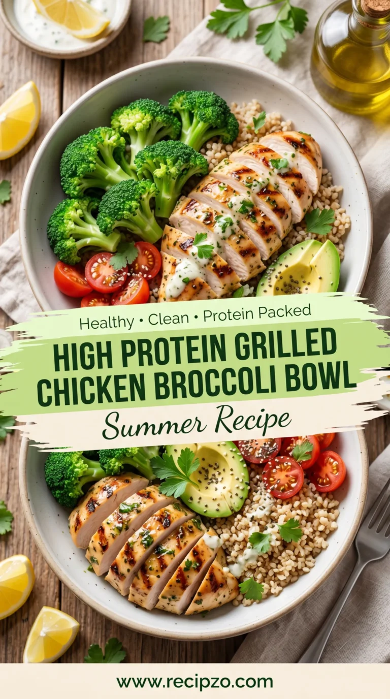 High Protein Grilled Chicken Broccoli Bowl Summer Recipe
