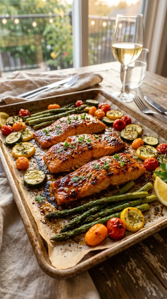 Honey Garlic Salmon with Summer Vegetables