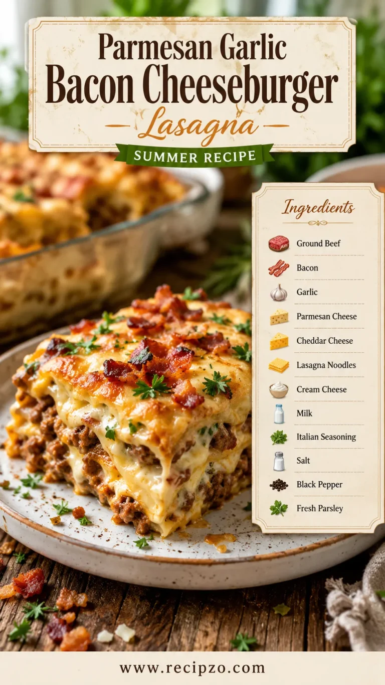Parmesan Garlic Bacon Cheeseburger Lasagna Summer Recipe