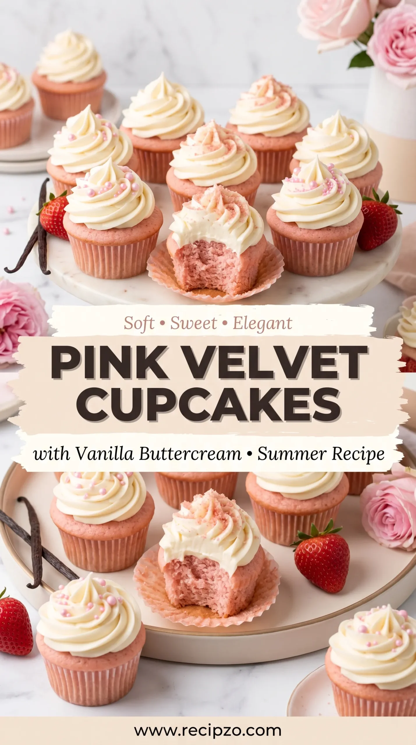 Pink Velvet Cupcakes with Vanilla Buttercream Summer Recipe