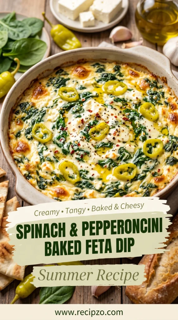 Spinach and Pepperoncini Baked Feta Dip Summer Recipe