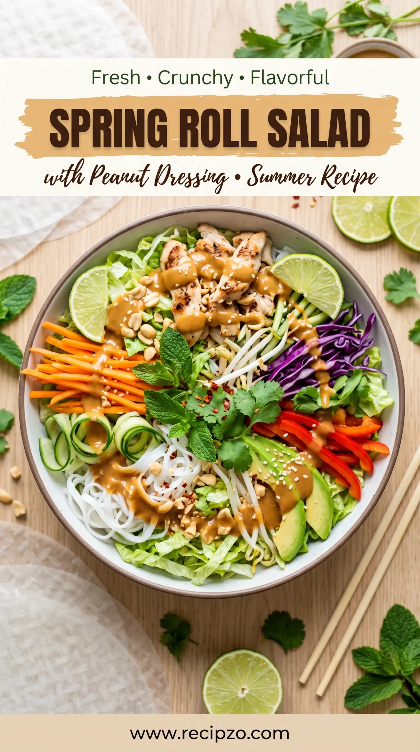 Spring Roll Salad with Peanut Dressing (Summer Recipe)