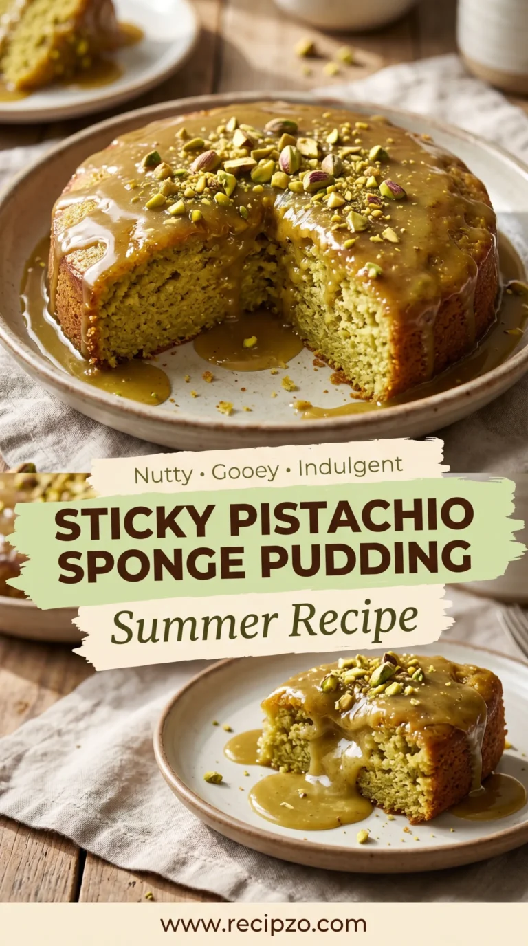 Sticky Pistachio Sponge Pudding Summer Recipe