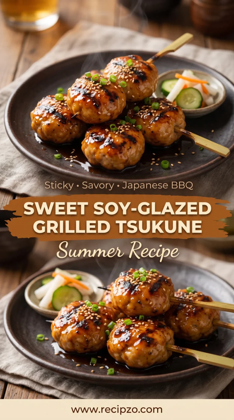 Sweet Soy-Glazed Grilled Japanese Tsukune Summer Recipe