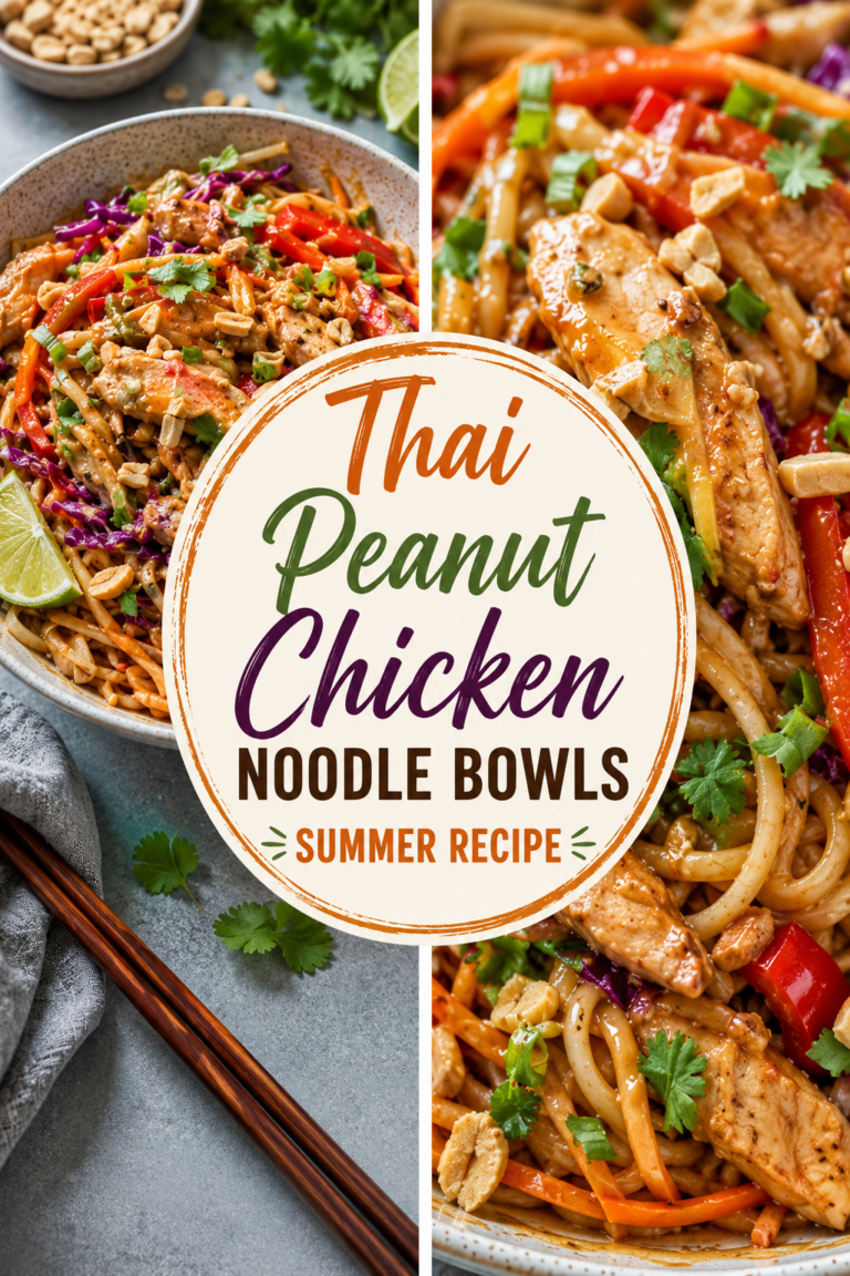 Thai Peanut Chicken Noodle Bowls Summer Recipe