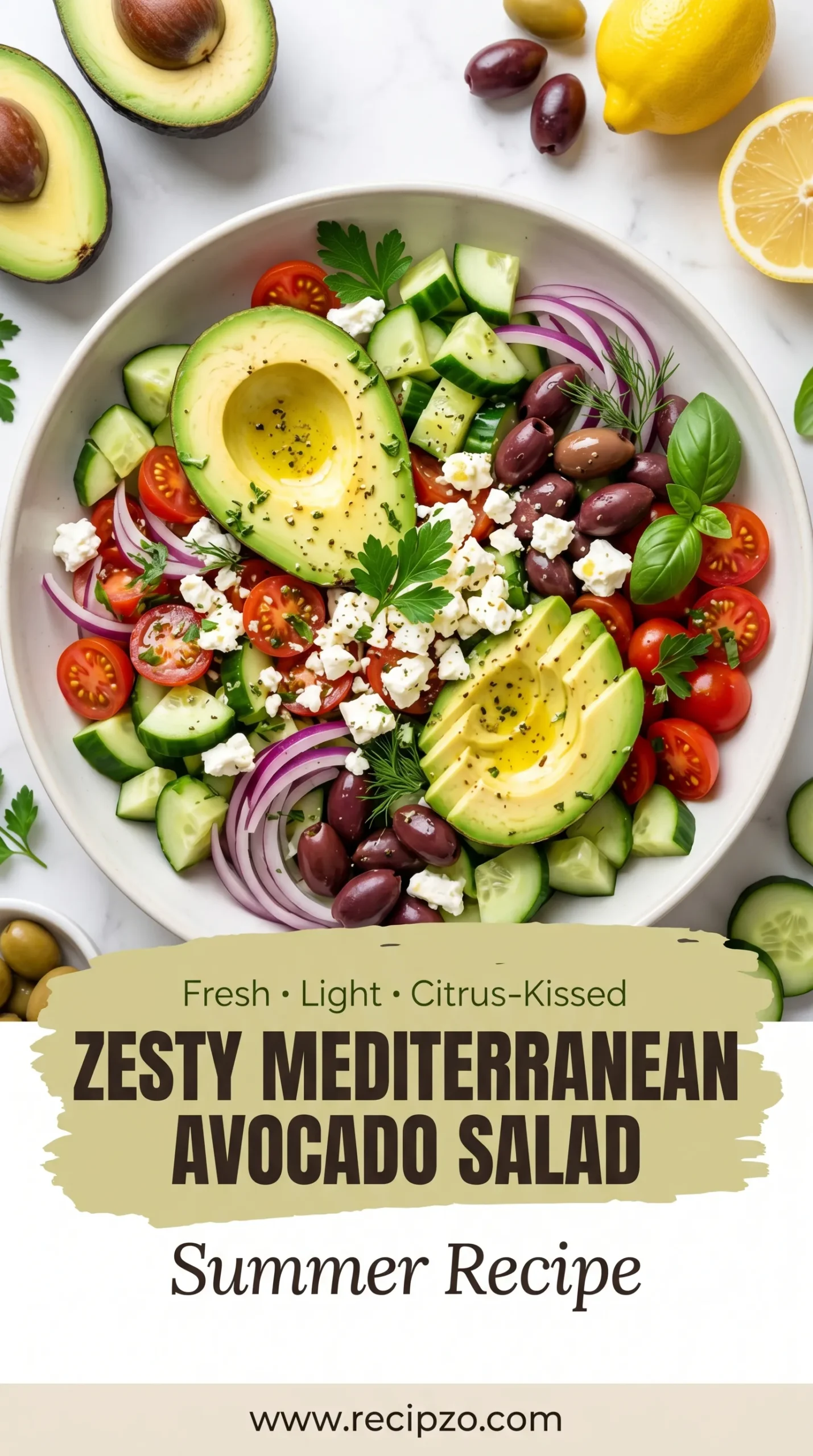 Zesty Mediterranean Avocado Salad Summer Recipe