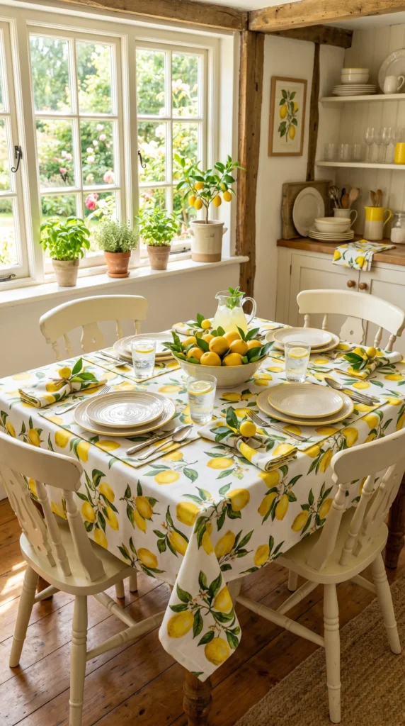 Add Lemon-Printed Table Linens