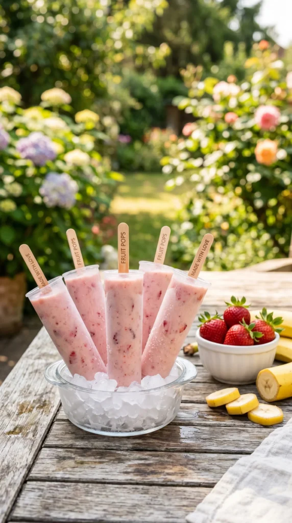 Banana Strawberry Ice Pops
